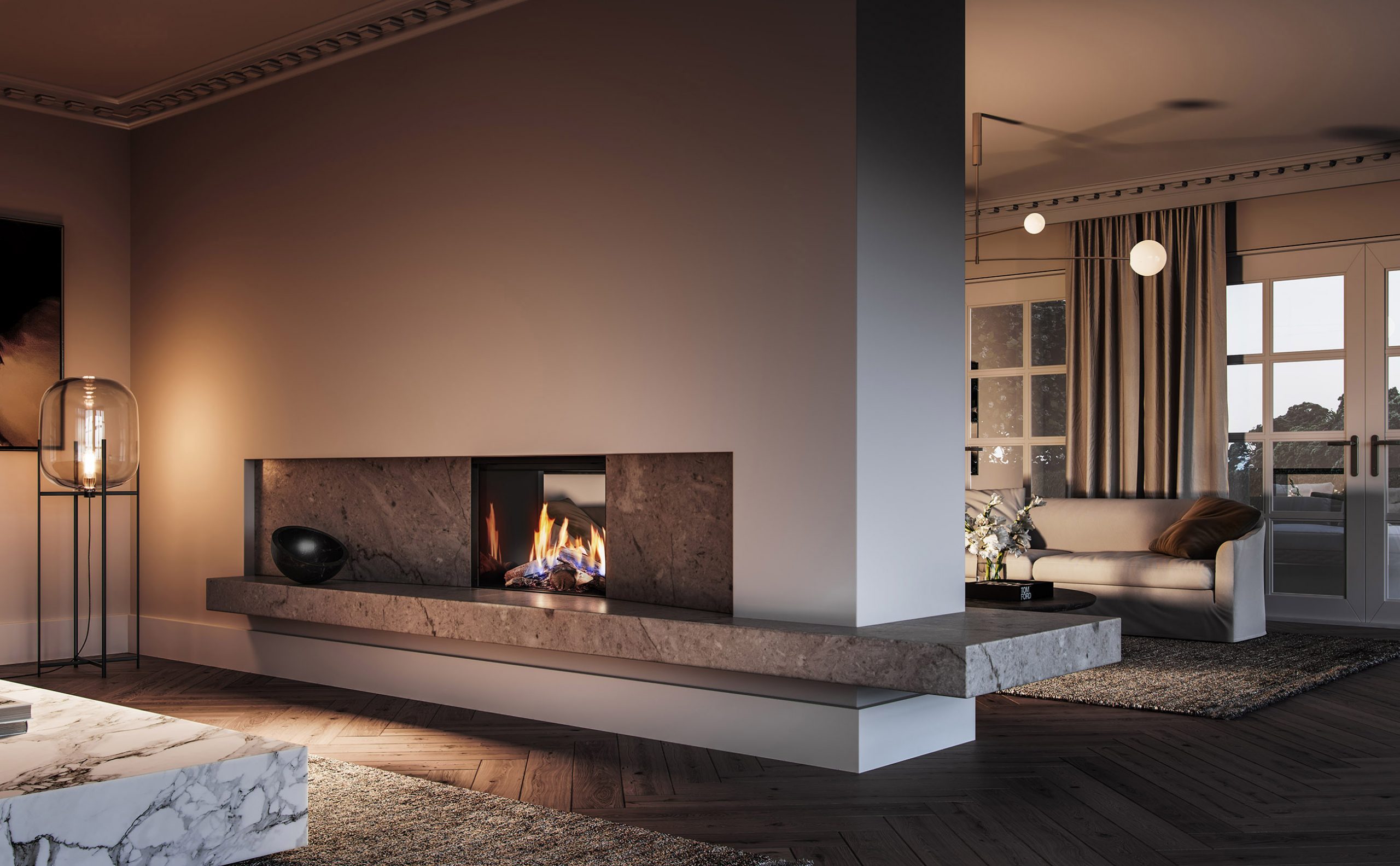 LS Series Gas Fire Lifestyle In Situ LS800 Double Sided scaled 1